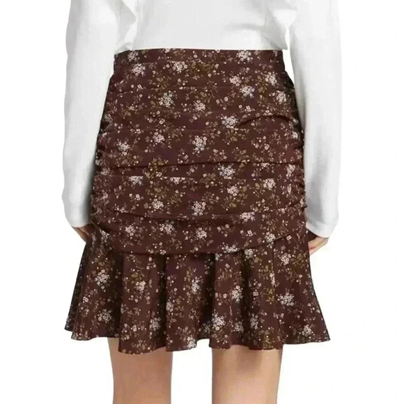 Veronica Beard 'Taras' Floral-Print Ruched Silk Mini Skirt size 10 - Picture 5 of 6